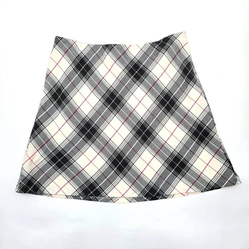 Tailor Black White Gingham Plaid Tartan Zip Short Mini Preppy Skirt Plus 14